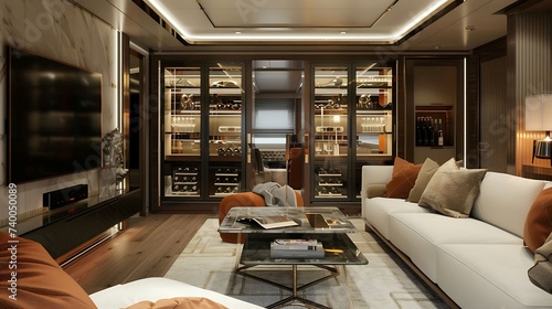 a TV lounge with a built in wine cooler or minibar, perfect for entertaining guests