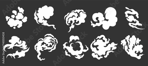 Set of Japanese smoke, isolated on black background	