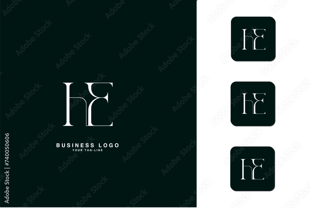 HE, EH, H, E, Abstract Letters Logo Monogram HE, EH, H, E, Abstract Letters Logo Monogram