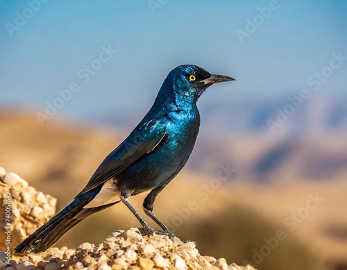 Tristram's Starling Grackle, Bird in the desert of palestine photo