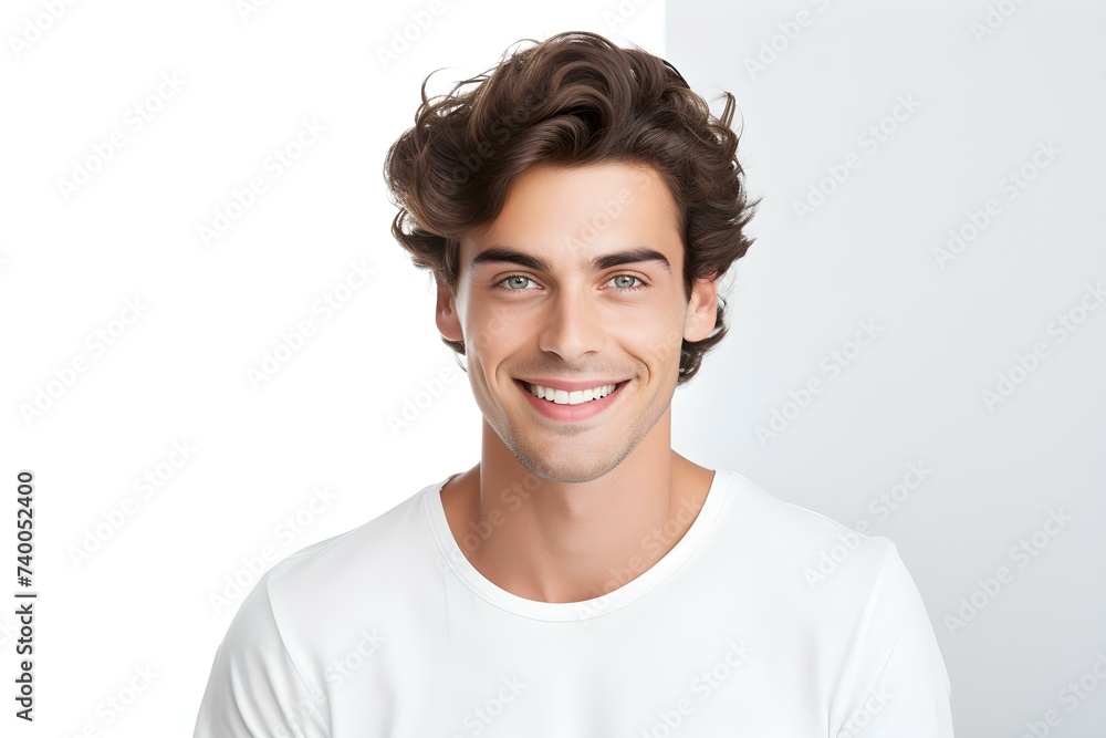 Handsome young man smiles for camera over white background. Concept Portraits, Smiling, Handsome, Young Man, White Background Handsome young man smiles for camera over white background. Concept Portraits, Smiling, Handsome, Young Man, White Background