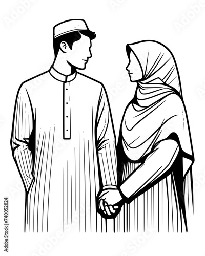 ramadan kareem, ied mubarak, Couple of muslim illustration