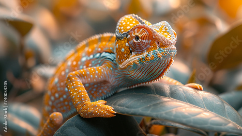 close up wildlife photography, authentic macro photo of a chameleon in natural habitat, taken with telephoto lenses, for relaxing animal wallpaper and more