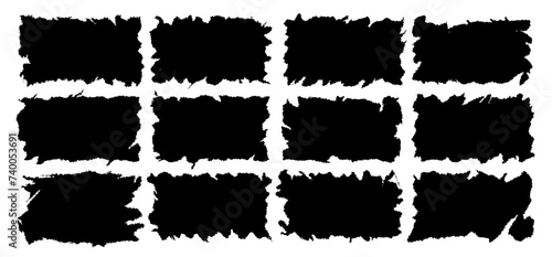 Jagged rectangle vector set black color isolated on white background 10 eps photo