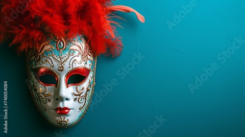Carnival Mask on Solid Color Background