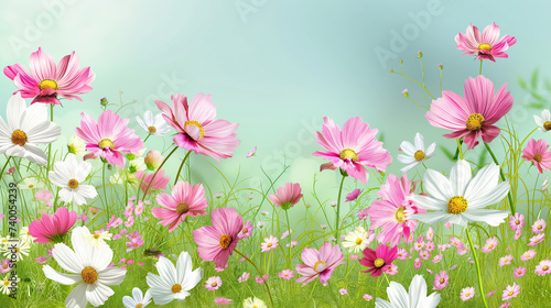 Natural Spring flowers background with copy space for greeting card, banner