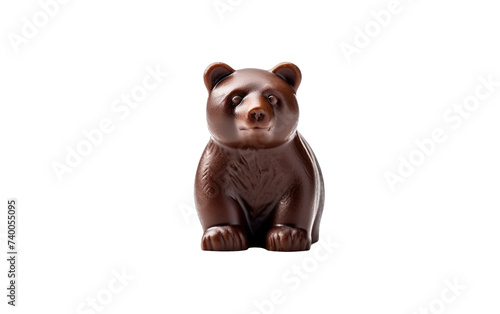 A brown bear statue sits atop a pristine white surface. Isolated on a Transparent Background PNG. photo