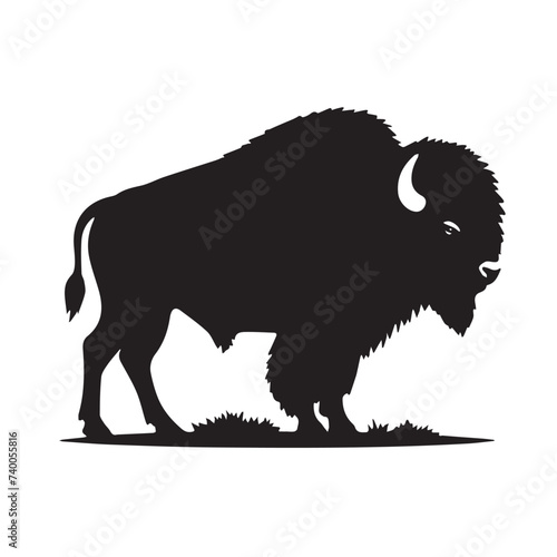 silhouette of American bison, American bison vector isolated on white background