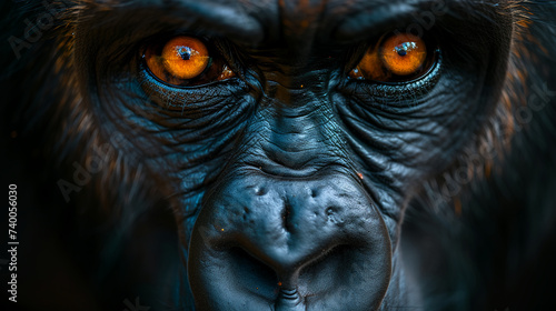 close up wildlife photography, authentic photo of a gorilla in natural habitat, taken with telephoto lenses, for relaxing animal wallpaper and more