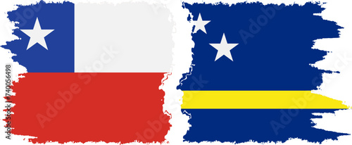 Curacao and Chile grunge flags connection vector