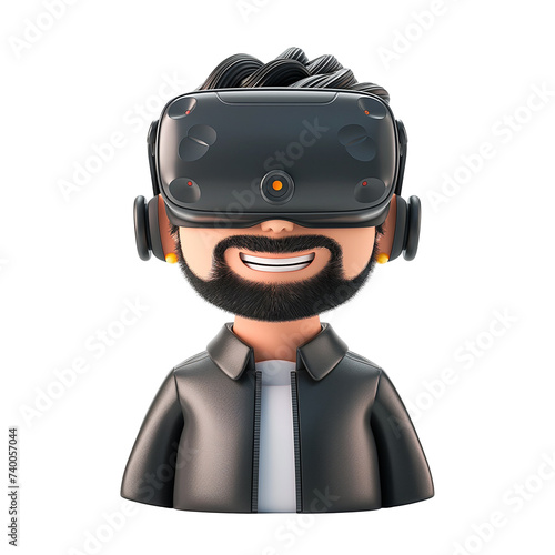 3D man model wearing virtual reality isolated on transparent. © whannsweet
