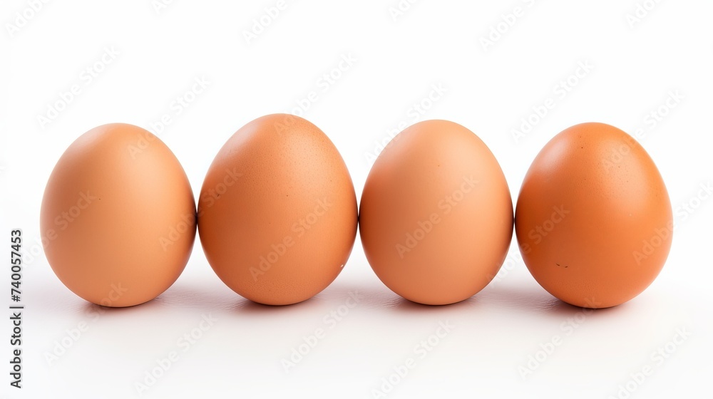 Brown chicken eggs in egg box isolated on white background, top view Brown chicken eggs in egg box isolated on white background, top view