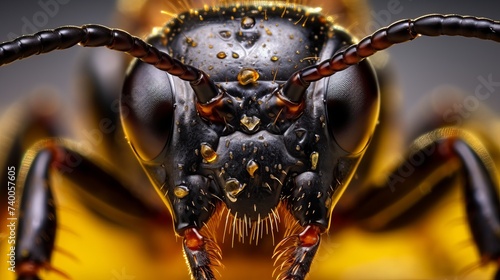 Black ant face photo using extreme macro techniques.Extreme Close-up. © Elchin Abilov