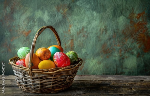 easter egg basket with colorful east er eggs