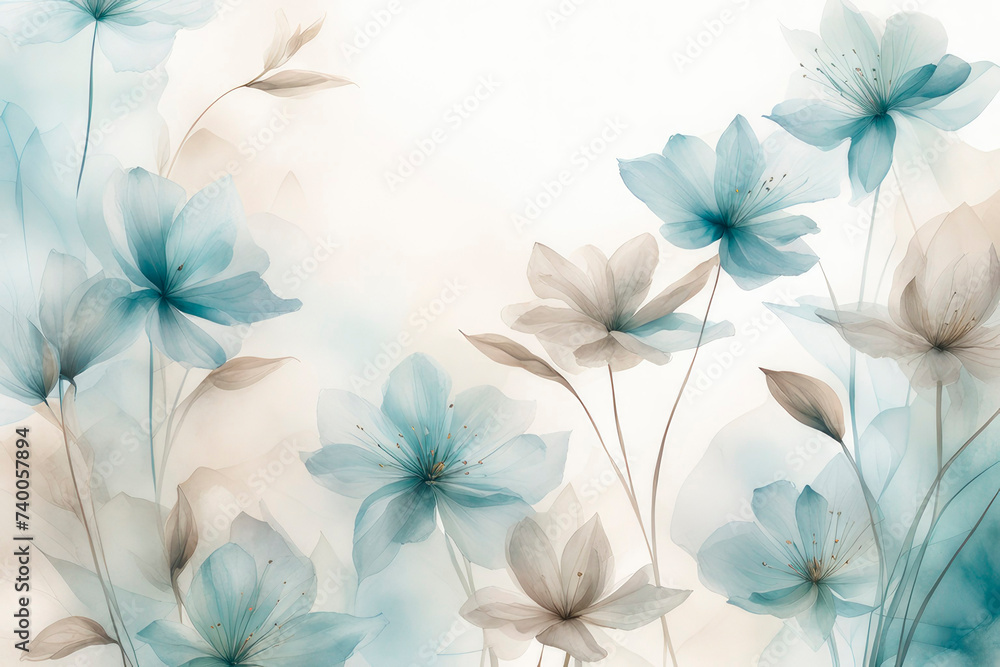 Obraz premium Art background with transparent x-ray flowers.