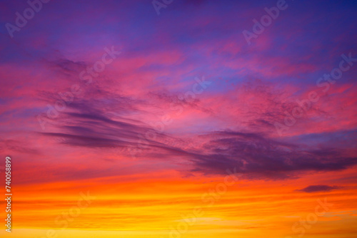 Clouds and different color tones in the sky at sunset. Dance of colors in the sky. Amazing and incredible sunset. © Abdulkadir
