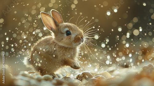 close up wildlife photography, authentic photo of a cute bunny or rabbit in natural habitat, taken with telephoto lenses, for relaxing animal wallpaper and more © elementalicious