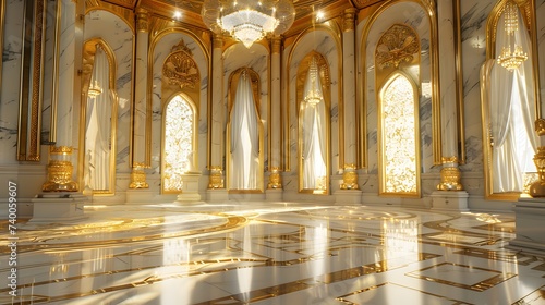 gold marble interior of the royal palace. golden palace. castle interior.  © Ziyan Yang