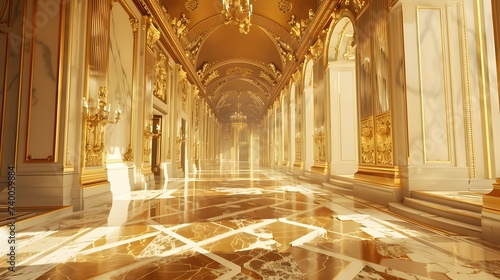 gold marble interior of the royal palace. golden palace. castle interior. 