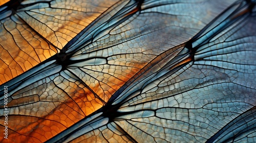 Dragonfly wing close up background with zoomed transparent lattice or macro chitin net photo