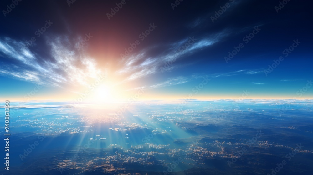Earth - sunrise in deep blue space Earth - sunrise in deep blue space