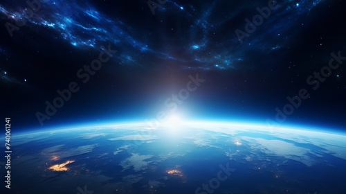 Earth - sunrise in deep blue space
