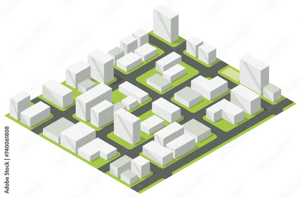 Isometric city map design elements. Vector delivery illustration