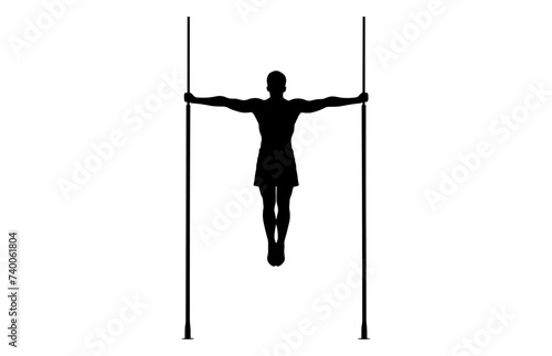 A Gymnastics on high bar black silhouette vector isolated on a white background