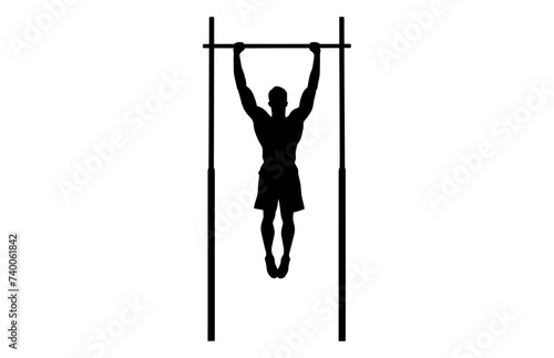 A Gymnastics on high bar black silhouette vector photo