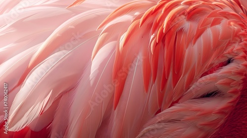 Flamingo with wing feathers, Close up
