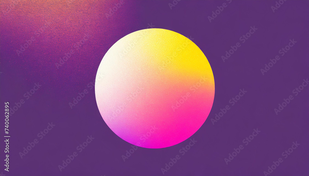 Grainy banner abstract gradient sphere circle purple pink yellow light geometric shape noise texture poster design