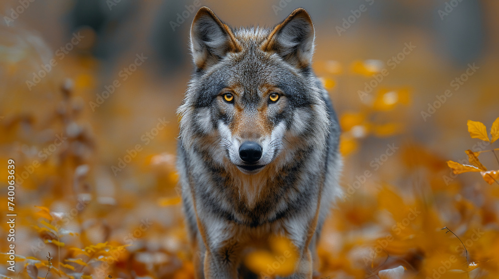 wildlife photography, authentic photo of a wolf in natural habitat, taken with telephoto lenses, for relaxing animal wallpaper and more