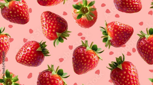 Strawberry background, wallpaper,Juicy ripe strawberries on pink background, top view. Strawberry frame