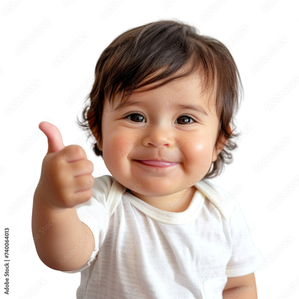 Baby giving thumb up in transparent background Baby giving thumb up in transparent background