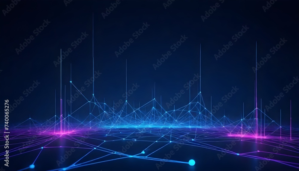 Abstract network of connected lines and dots on a dark blue background with a shallow depth of field Abstract network of connected lines and dots on a dark blue background with a shallow depth of field