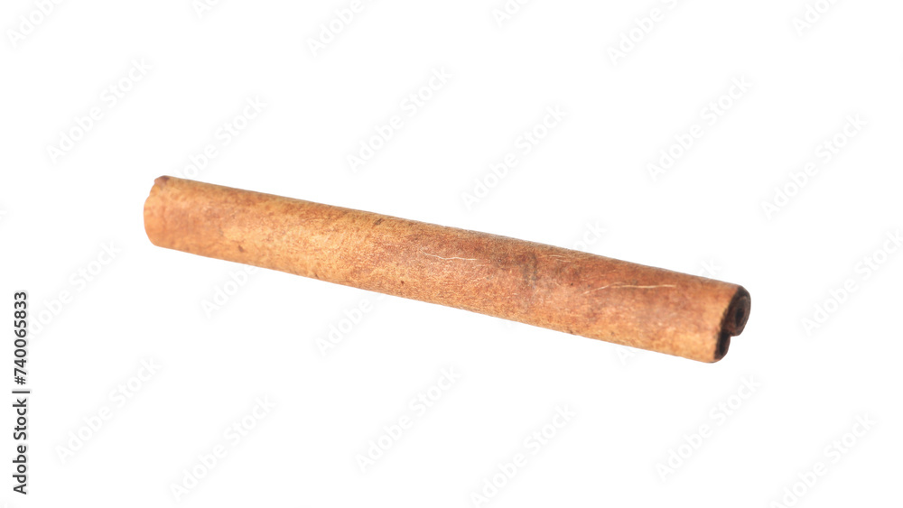 One aromatic cinnamon stick isolated on white One aromatic cinnamon stick isolated on white