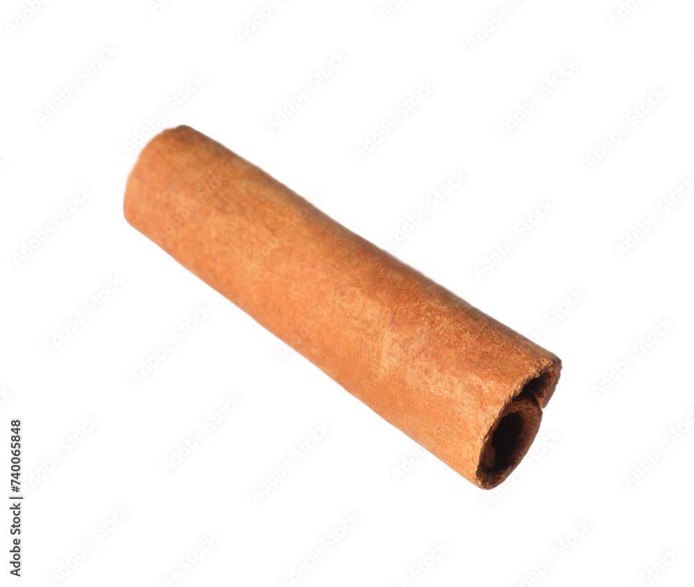 One aromatic cinnamon stick isolated on white One aromatic cinnamon stick isolated on white
