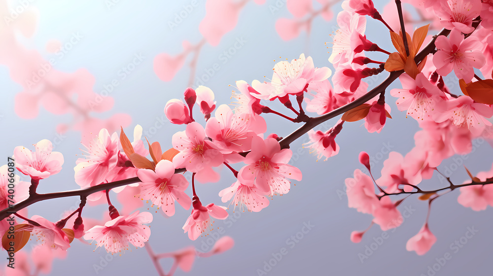 Cherry blossoms in full bloom create a soft and dreamy atmosphere Cherry blossoms in full bloom create a soft and dreamy atmosphere