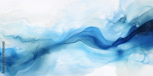 Abstract watercolor paint background dark Azure gradient color with fluid curve lines texture