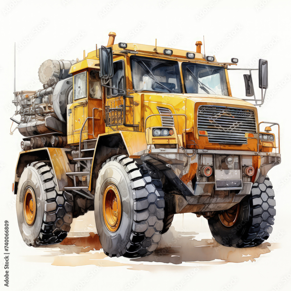 watercolor Construction Vehicle clipart, Generative Ai watercolor Construction Vehicle clipart, Generative Ai