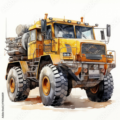 watercolor Construction Vehicle clipart, Generative Ai