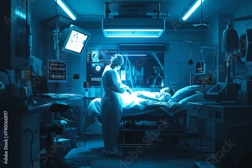 Scene of a doctor operating, There is a patient lying on the bed doctor working concept