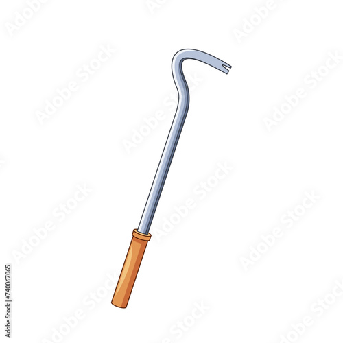 Crowbar Versatile Hand Tool With A Flat, Prying End For Leveraging And A Curved End For Pulling. Isolated Nail Puller