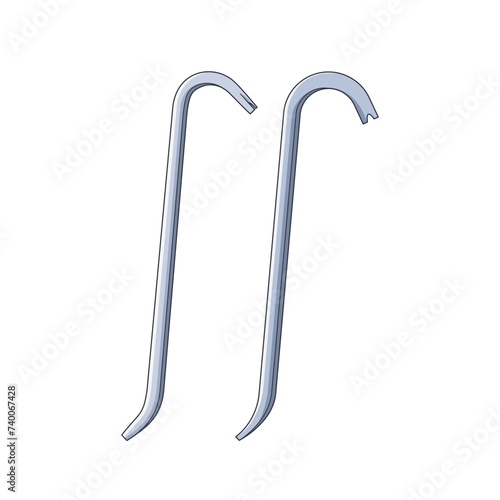 Crowbars, Isolated Vector Handheld Tools With Flat, Metal Ends Designed For Prying, Lifting, And Demolishing