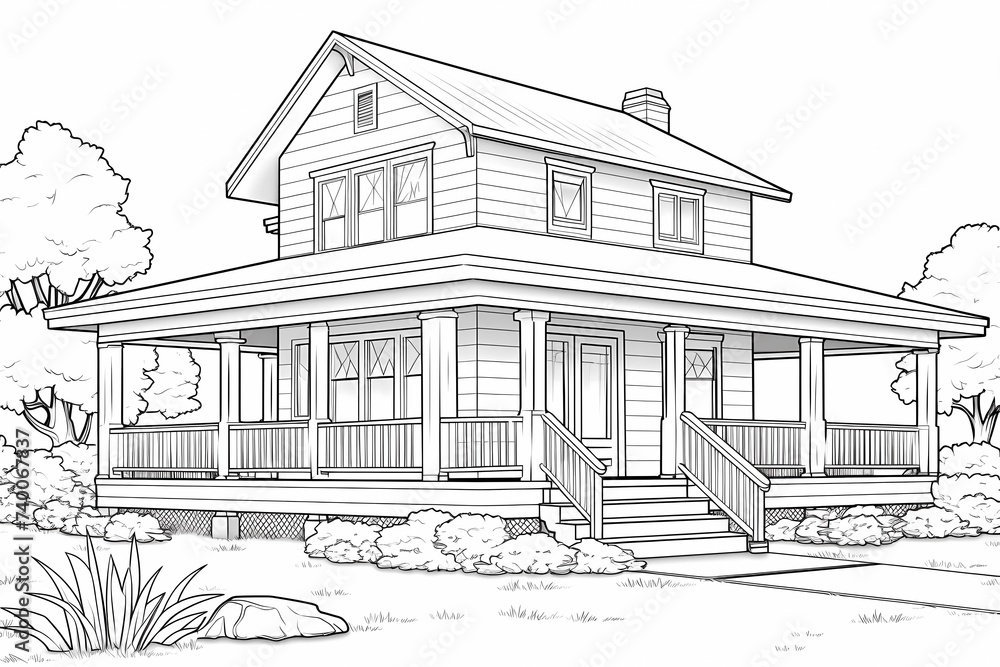 printable picture, coloring book with cozy buildings printable picture, coloring book with cozy buildings