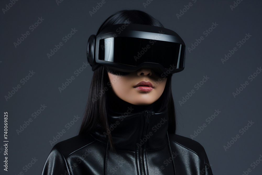 Futuristic cyberspace cyberpunk person wearing headset for metaverse generative ai gamer player Futuristic cyberspace cyberpunk person wearing headset for metaverse generative ai gamer player