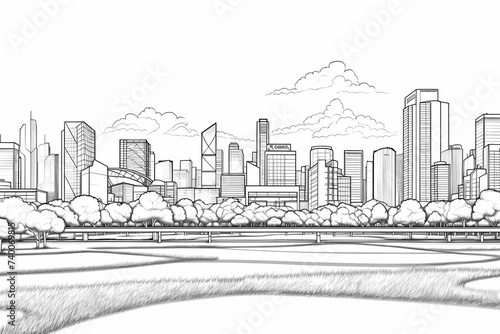 printable picture  coloring book with cozy buildings