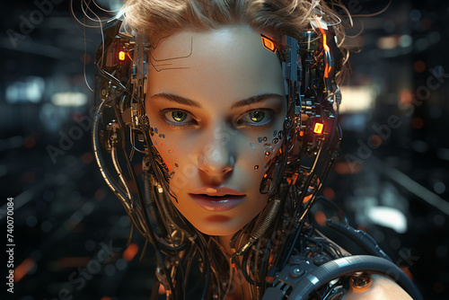 Cyberpunk person fantasy concept illustration created with generative AI