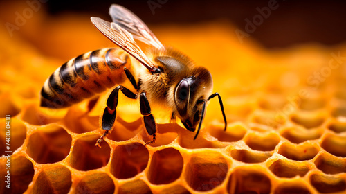 a bee on a honeycomb with a bee on it © Vahe