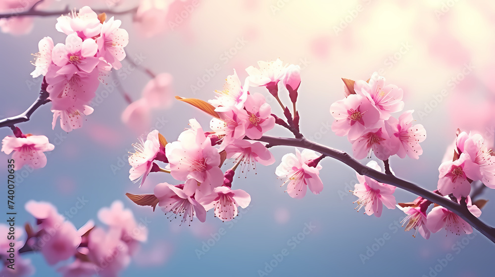 Beautiful pink spring cherry blossoms